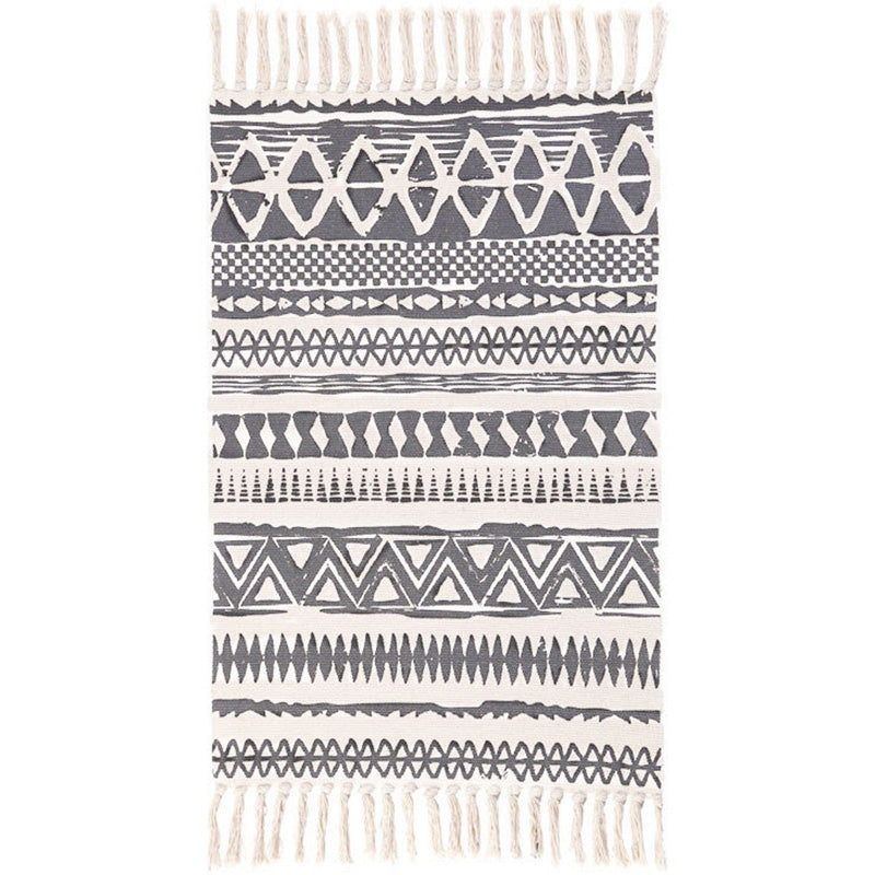 Lisslune | Americana Bedroom Rug Multicolored geometric print area rug machine washable easy care with fringes