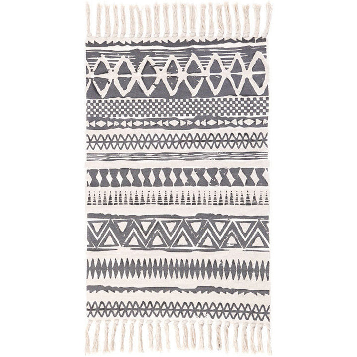 Lisslune | Americana Bedroom Rug Multicolored geometric print area rug machine washable easy care with fringes