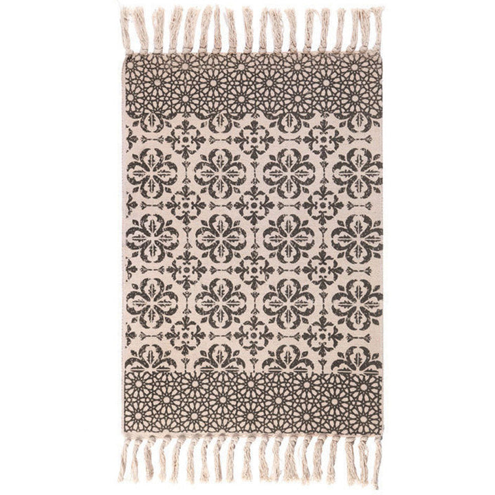 Lisslune | Americana Bedroom Rug Multicolored geometric print area rug machine washable easy care with fringes