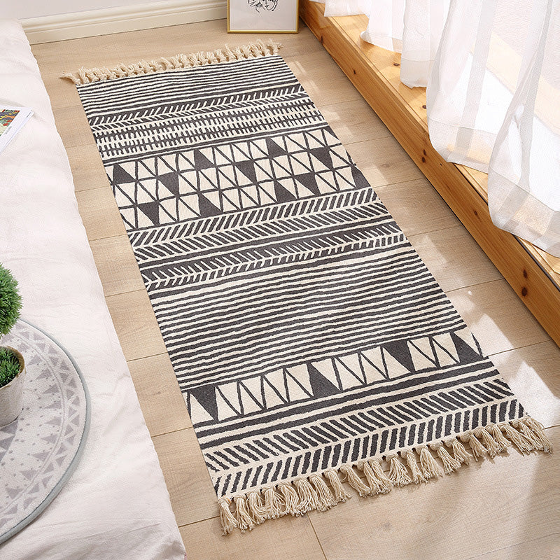 Lisslune | Americana Bedroom Rug Multicolored geometric print area rug machine washable easy care with fringes