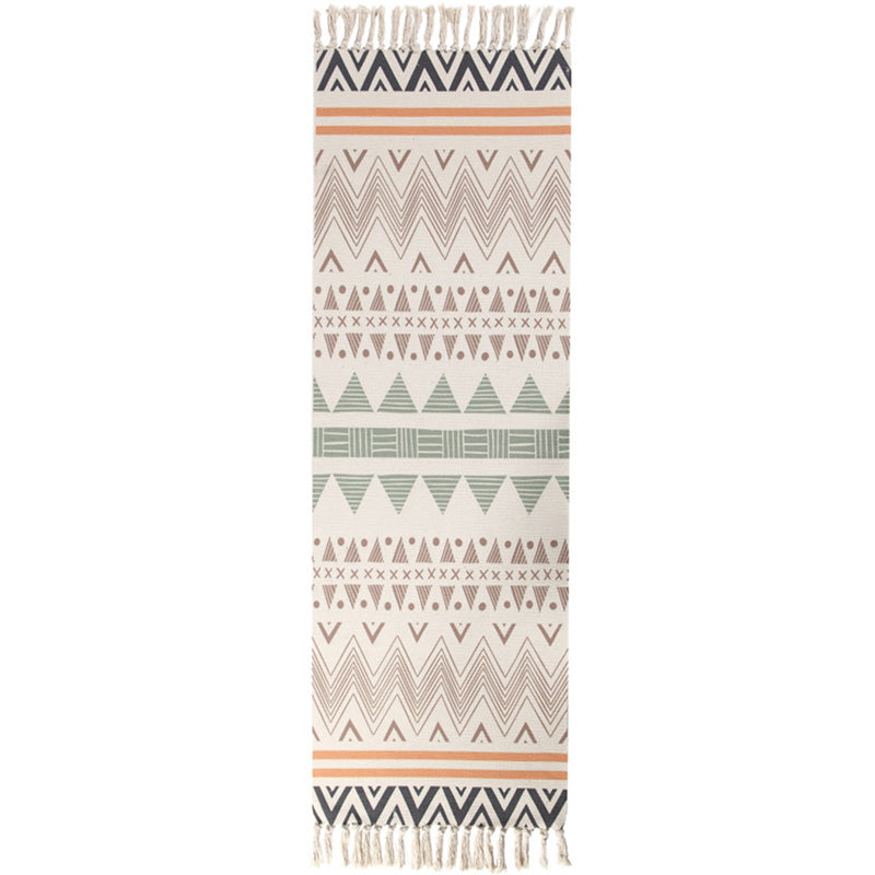 Lisslune | Americana Bedroom Rug Multicolored geometric print area rug machine washable easy care with fringes