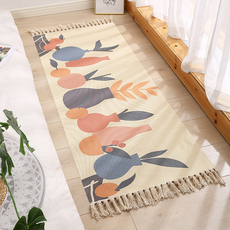 Lisslune | Americana Bedroom Rug Multicolored geometric print area rug machine washable easy care with fringes