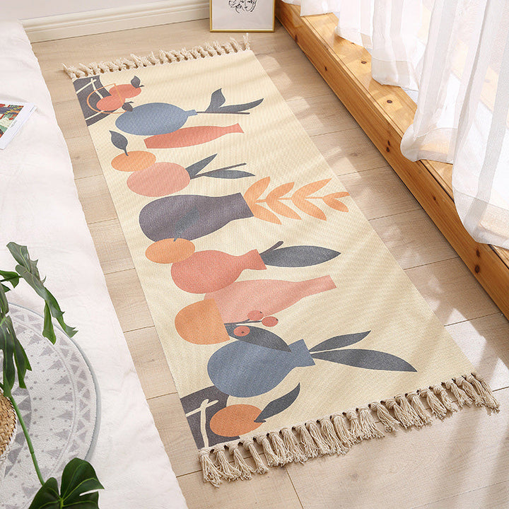 Lisslune | Americana Bedroom Rug Multicolored geometric print area rug machine washable easy care with fringes