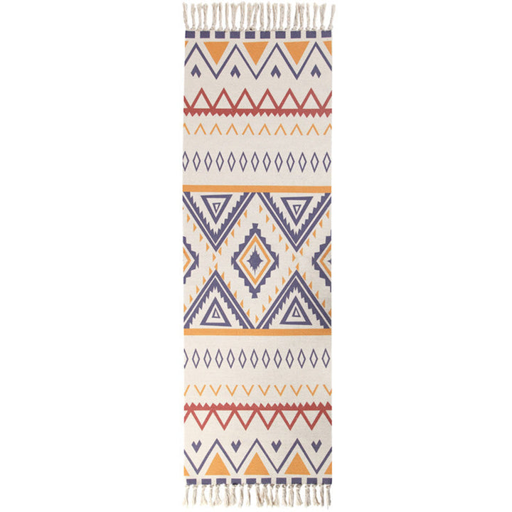 Lisslune | Americana Bedroom Rug Multicolored geometric print area rug machine washable easy care with fringes