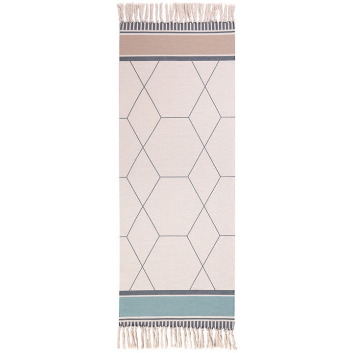 Lisslune | Americana Bedroom Rug Multicolored geometric print area rug machine washable easy care with fringes