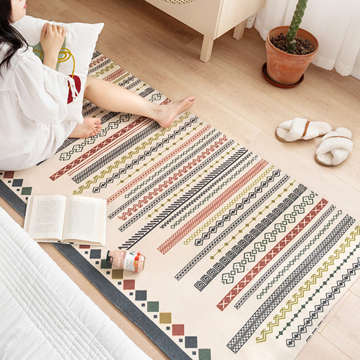 Lisslune | Southwest Bedroom Carpet Multi Color Tribal Pattern Area Rug Cotton Blend Machine Washable Stain Resistant Rug
