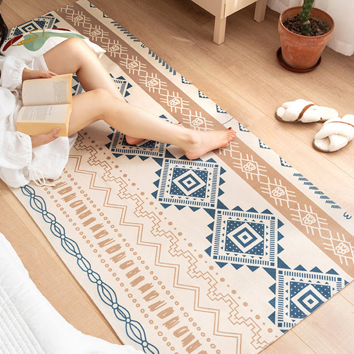 Lisslune | Southwest Bedroom Carpet Multi Color Tribal Pattern Area Rug Cotton Blend Machine Washable Stain Resistant Rug