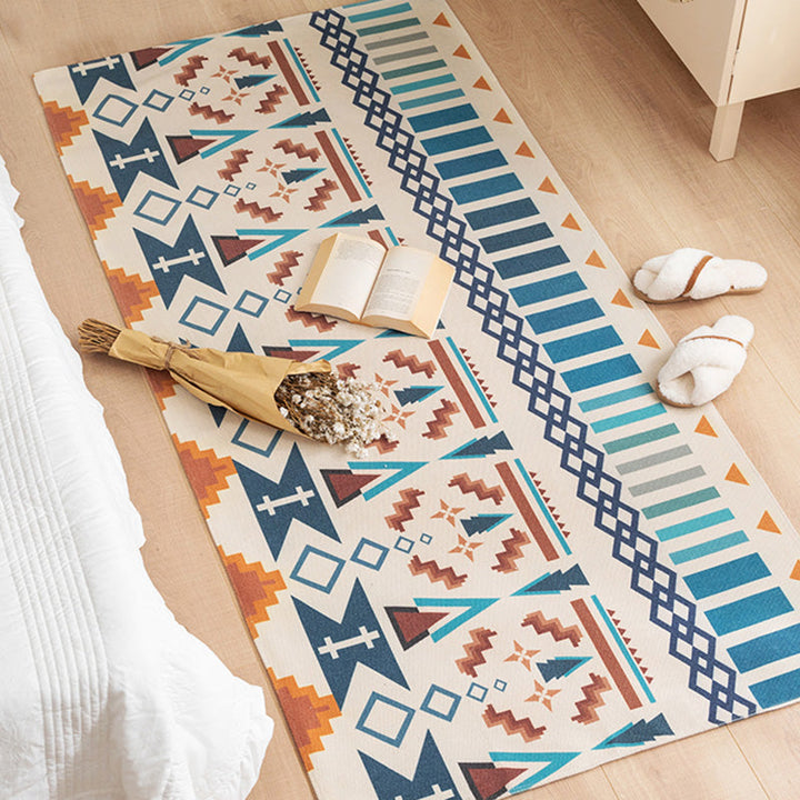 Lisslune | Southwest Bedroom Carpet Multi Color Tribal Pattern Area Rug Cotton Blend Machine Washable Stain Resistant Rug