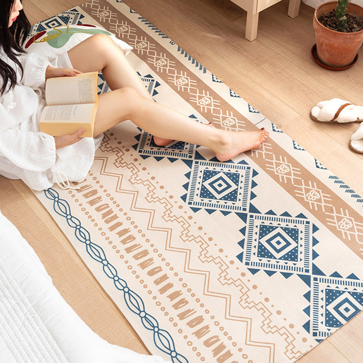 Lisslune | Southwest Bedroom Carpet Multi Color Tribal Pattern Area Rug Cotton Blend Machine Washable Stain Resistant Rug