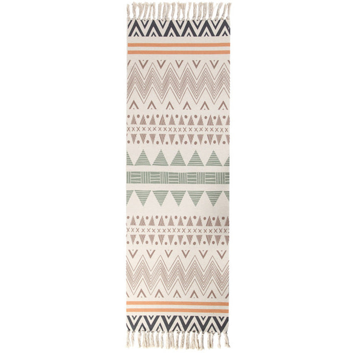 Lisslune | Moroccan Rug Multicolored Tribe Totem Rug Cotton Blend Washable Handcrafted Rug with Fringes