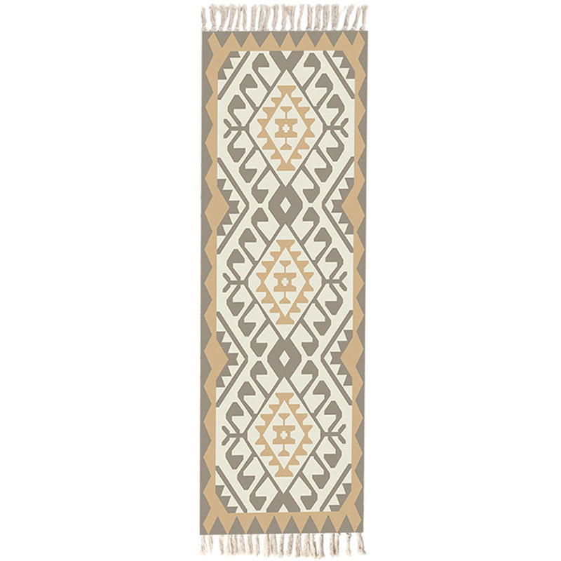 Lisslune | Moroccan Rug Multicolored Tribe Totem Rug Cotton Blend Washable Handcrafted Rug with Fringes