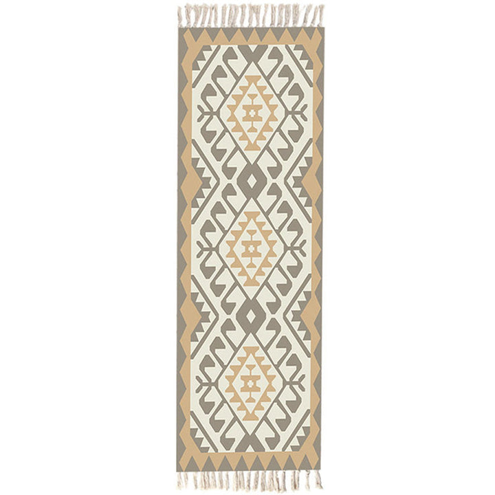 Lisslune | Moroccan Rug Multicolored Tribe Totem Rug Cotton Blend Washable Handcrafted Rug with Fringes