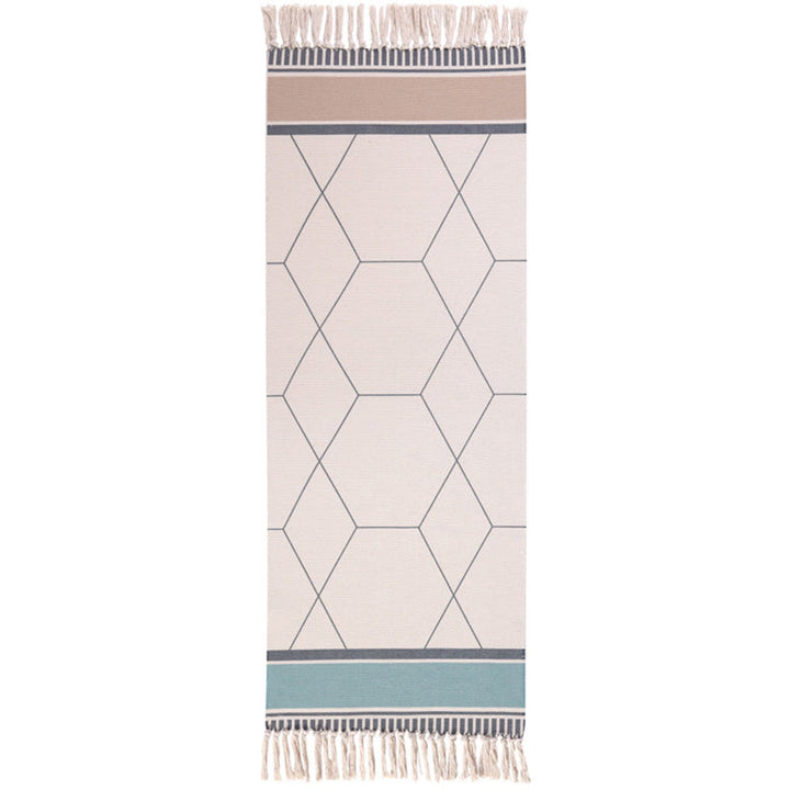 Lisslune | Moroccan Rug Multicolored Tribe Totem Rug Cotton Blend Washable Handcrafted Rug with Fringes