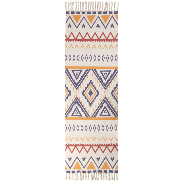 Lisslune | Moroccan Rug Multicolored Tribe Totem Rug Cotton Blend Washable Handcrafted Rug with Fringes