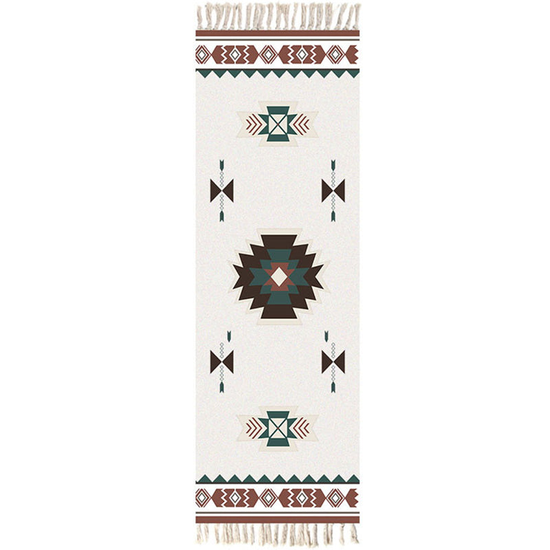 Lisslune | Moroccan Rug Multicolored Tribe Totem Rug Cotton Blend Washable Handcrafted Rug with Fringes