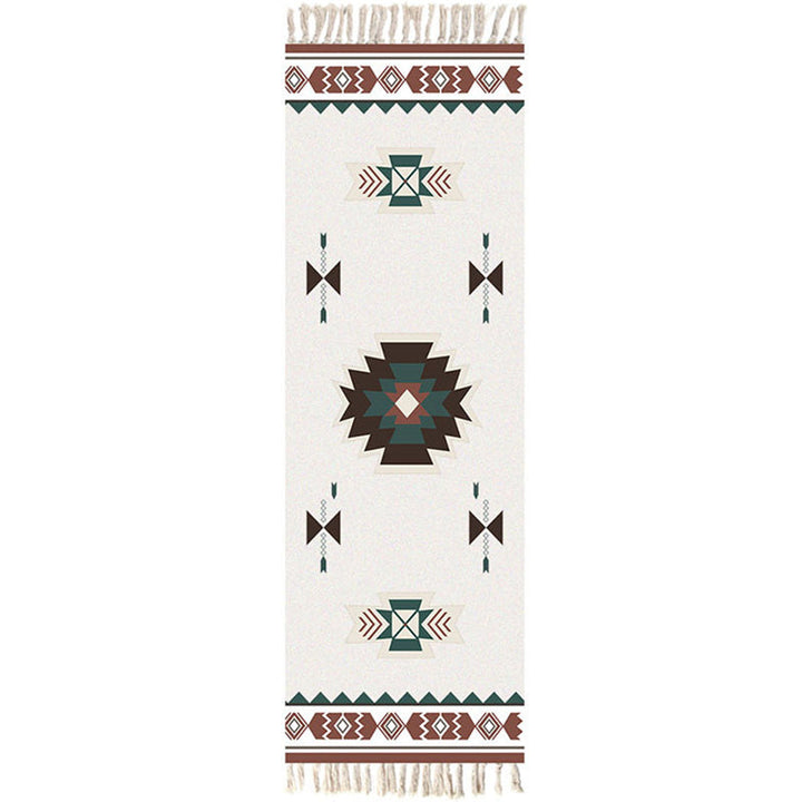 Lisslune | Moroccan Rug Multicolored Tribe Totem Rug Cotton Blend Washable Handcrafted Rug with Fringes