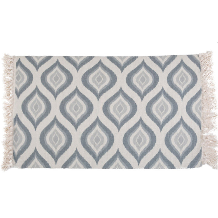 Lisslune | Retro Bedroom Rug Multicolored Geometric Print Area Rug Fabric Machine Washable Carpet with Fringe