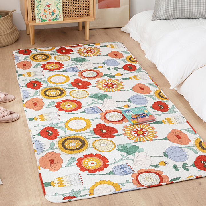 Lisslune | Comfort Western Rug Multicolored Floral Printed Rug Non-Slip Pet-Friendly Rug for Room