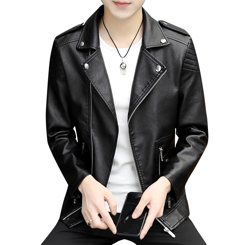 Men's Stylish Synthetic Leather Motorcycle Jacket with Padded Shoulders Lisslune