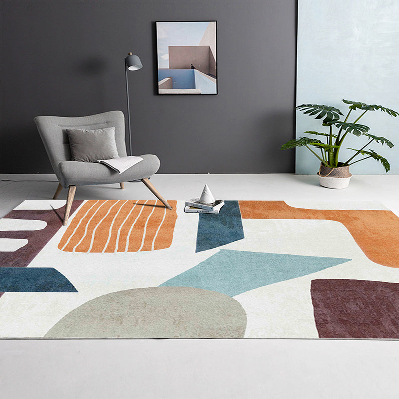 Lisslune | Luxurious abstract printed rug multicolored polyester rug with non-slip backing easy-care rug for room