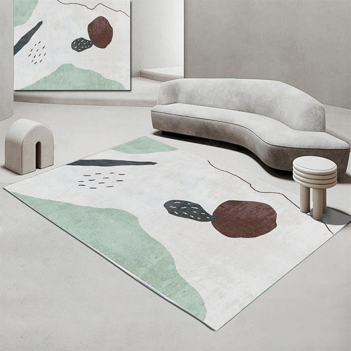 Lisslune | Luxurious abstract printed rug multicolored polyester rug with non-slip backing easy-care rug for room