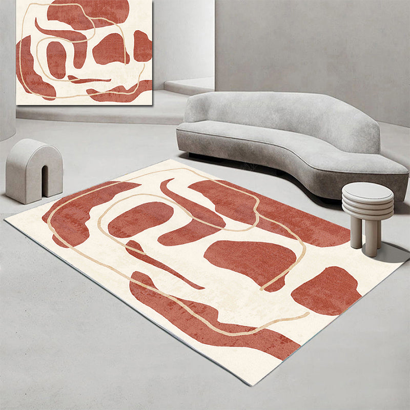 Lisslune | Luxurious abstract printed rug multicolored polyester rug with non-slip backing easy-care rug for room