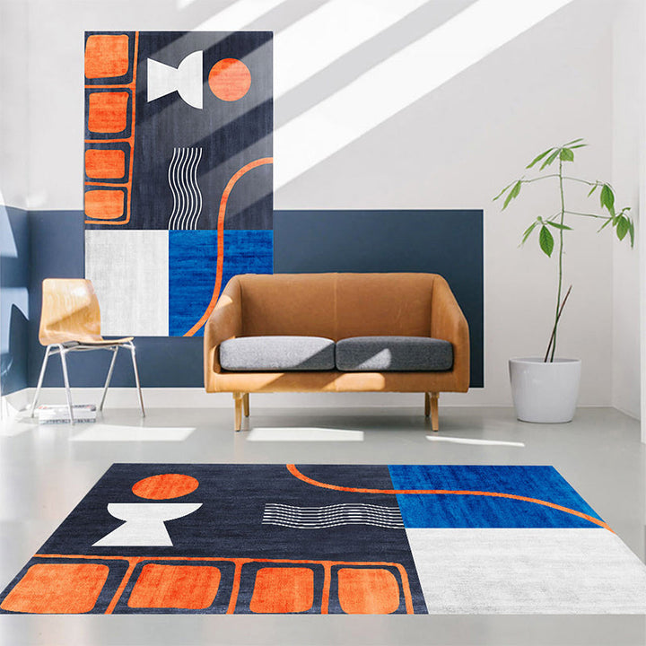 Lisslune | Luxurious abstract printed rug multicolored polyester rug with non-slip backing easy-care rug for room