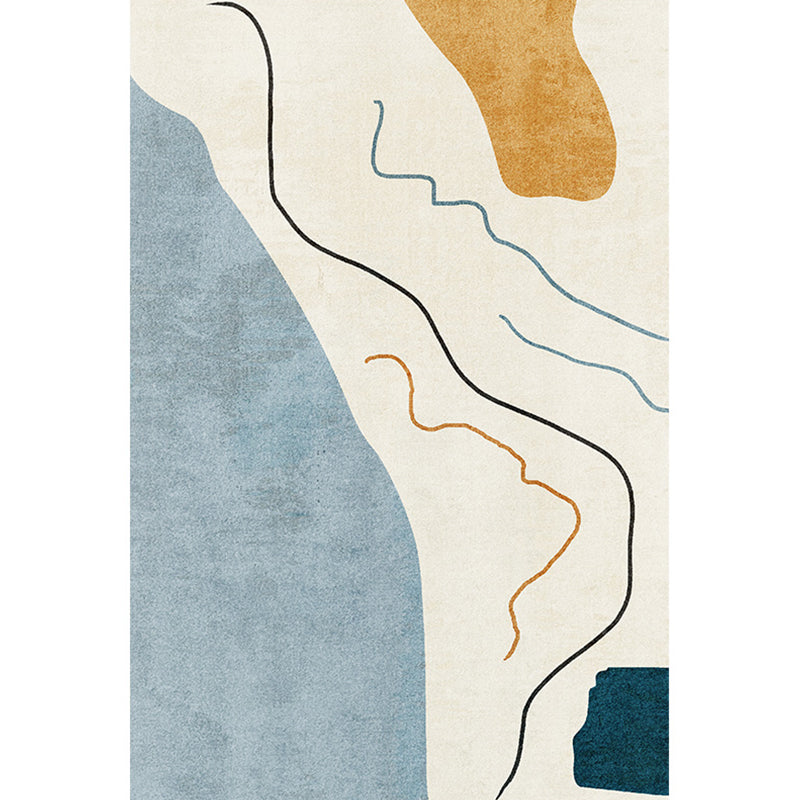 Lisslune | Luxurious abstract printed rug multicolored polyester rug with non-slip backing easy-care rug for room