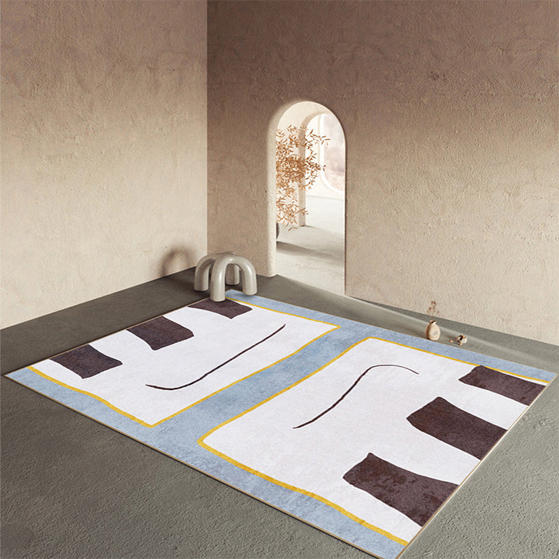 Lisslune | Luxurious abstract printed rug multicolored polyester rug with non-slip backing easy-care rug for room