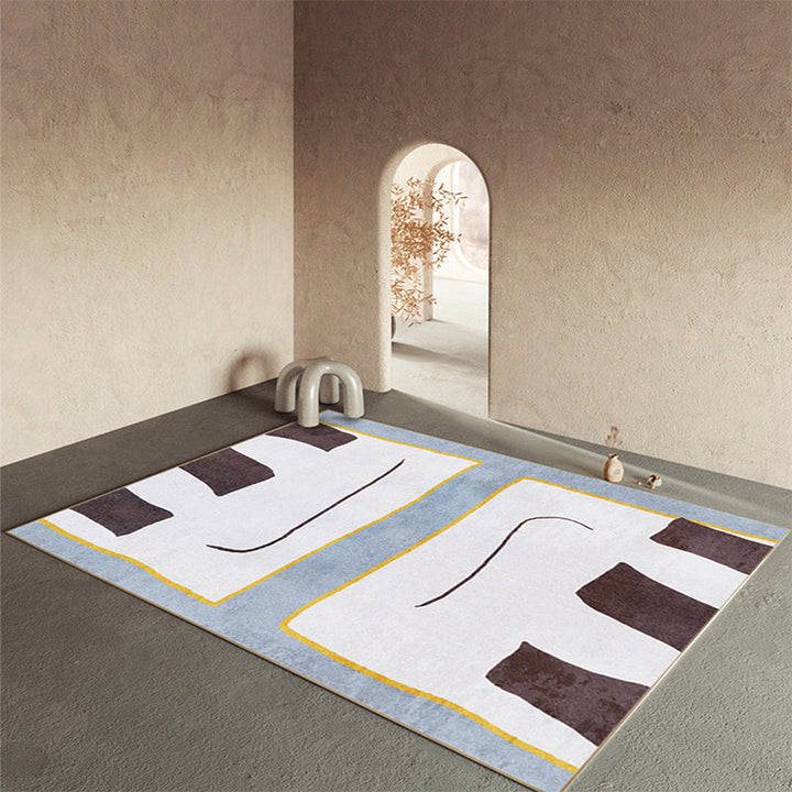Lisslune | Luxurious abstract printed rug multicolored polyester rug with non-slip backing easy-care rug for room