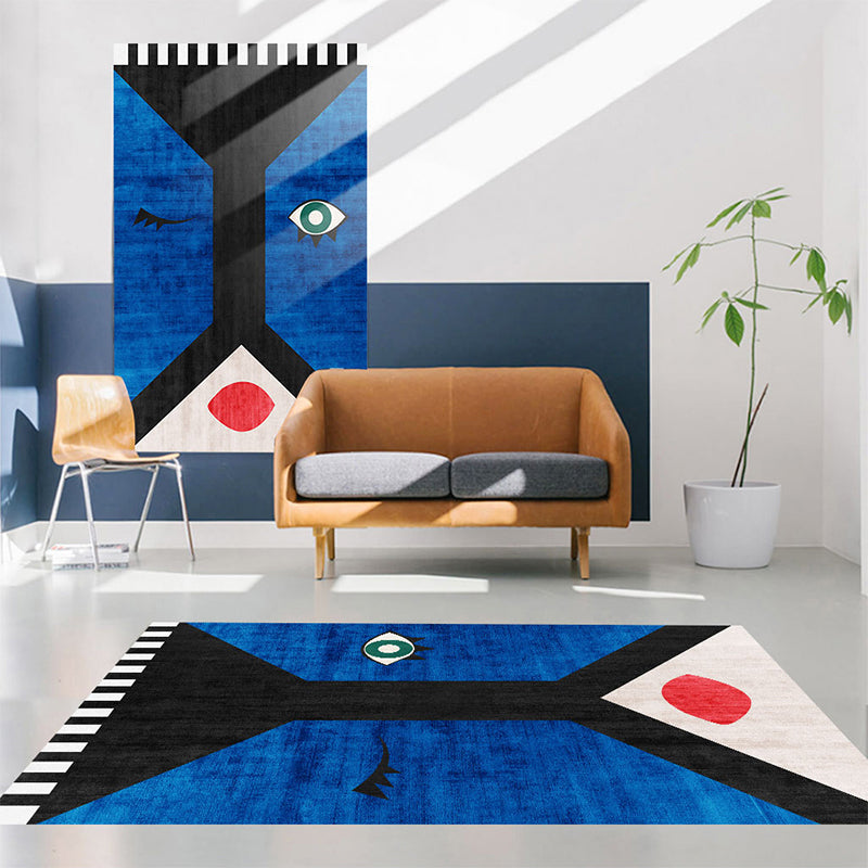 Lisslune | Luxurious abstract printed rug multicolored polyester rug with non-slip backing easy-care rug for room