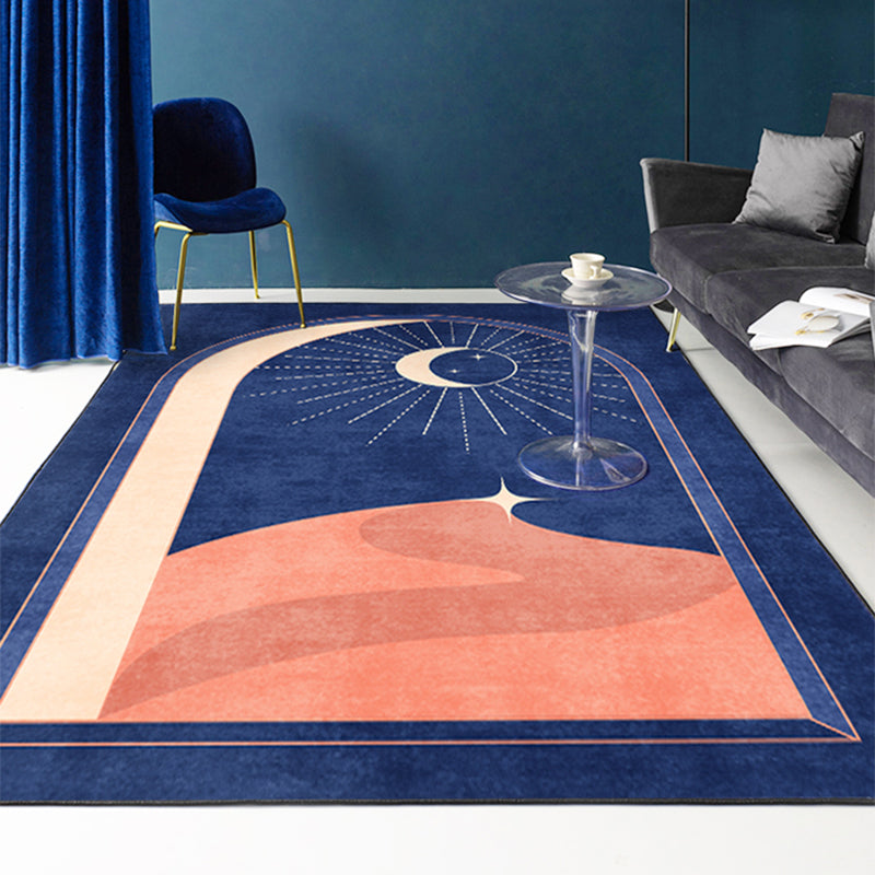 Lisslune | Relaxation Bedroom Rug Multicolored Geo Printed Rug Polyester Non-Slip Back Washable Area Rug