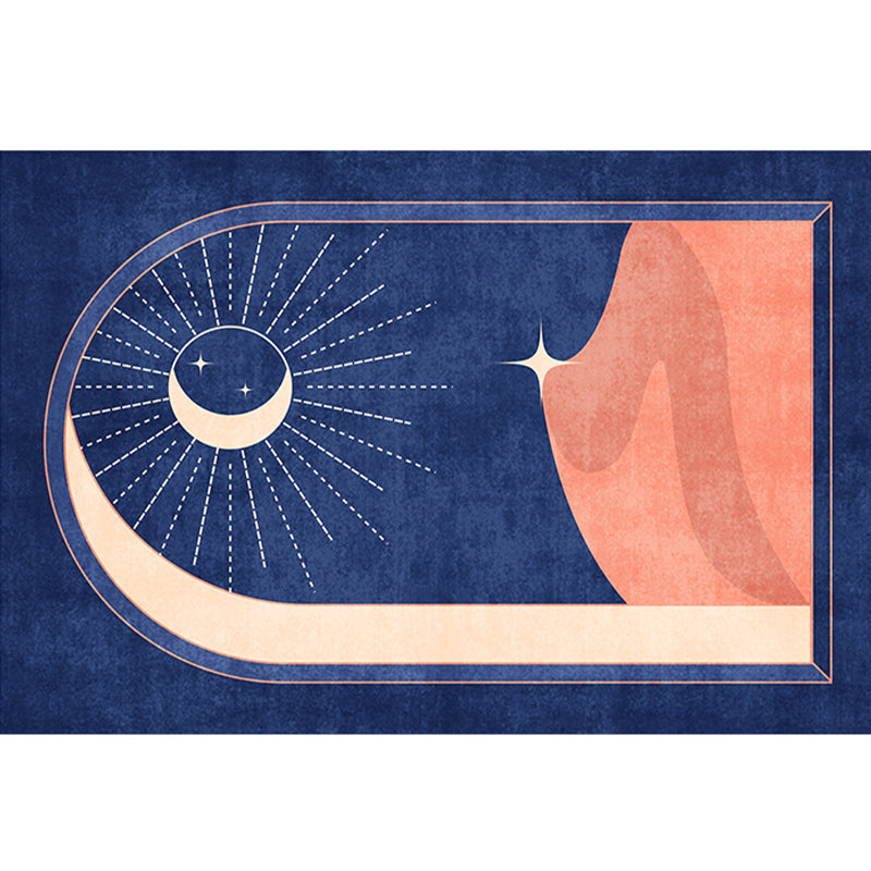 Lisslune | Relaxation Bedroom Rug Multicolored Geo Printed Rug Polyester Non-Slip Back Washable Area Rug
