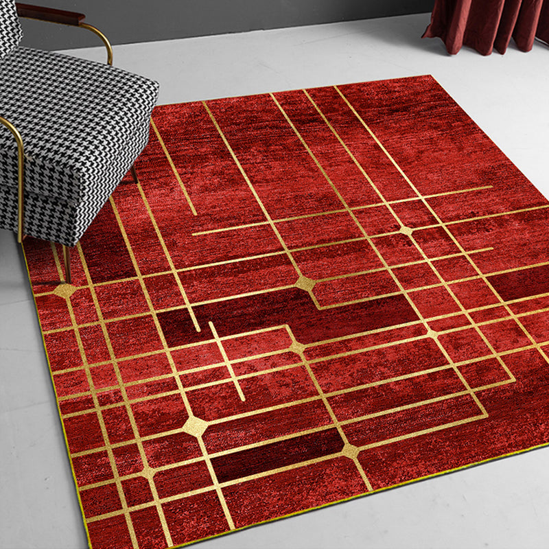 Lisslune | Nordic Geometric Print Rug Multicolor Cotton Blend Rug Non-Slip Back Machine Washable Rug for Room