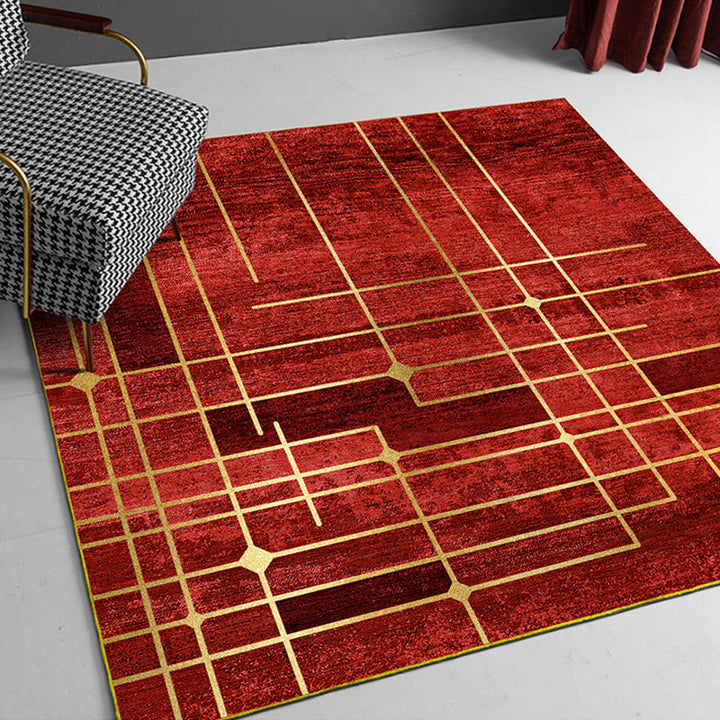 Lisslune | Nordic Geometric Print Rug Multicolor Cotton Blend Rug Non-Slip Back Machine Washable Rug for Room