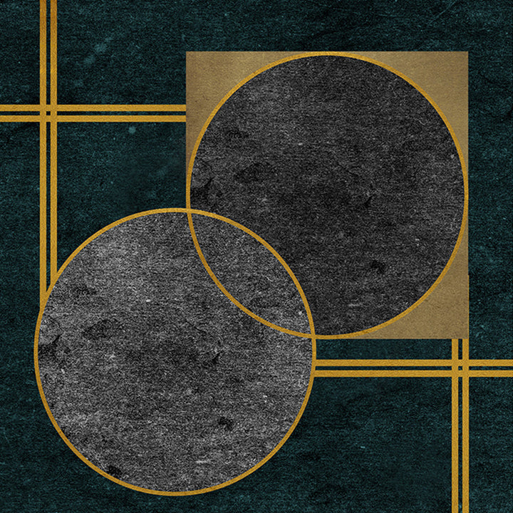 Lisslune | Nordic Geometric Print Rug Multicolor Cotton Blend Rug Non-Slip Back Machine Washable Rug for Room