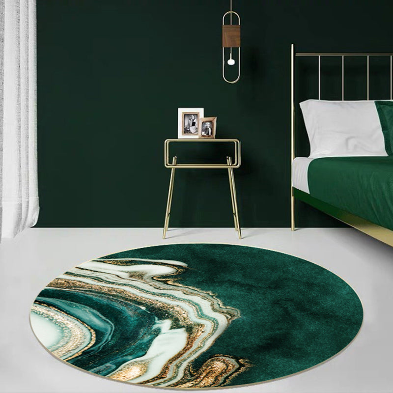 Lisslune | Green Carpet for the Living Room Americana Abstract Print Area Rug Polyester pet-friendly stain-resistant rug