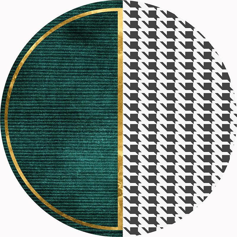 Lisslune | Western Decorative Mat Black Green Abstract Printed Rug Cotton Blend Washable Non-Slip Back Indoor Mat