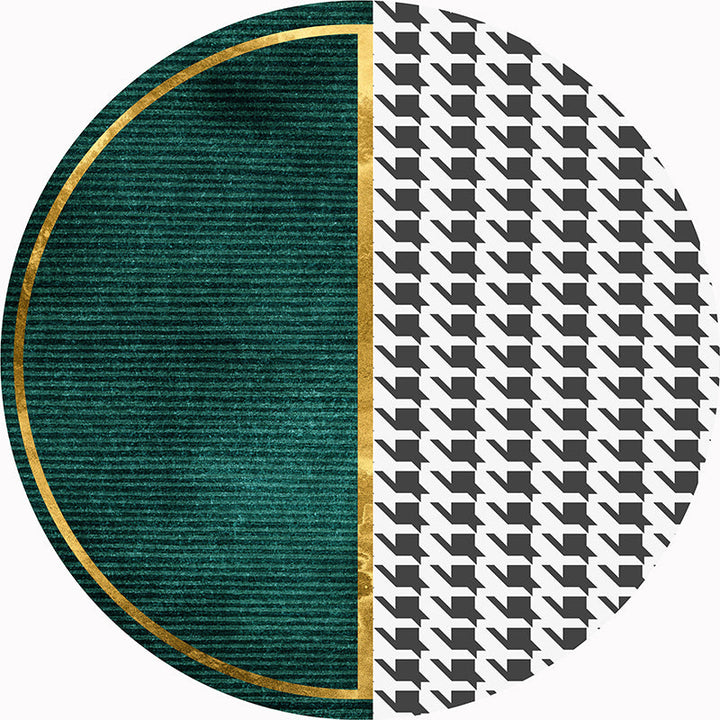 Lisslune | Western Decorative Mat Black Green Abstract Printed Rug Cotton Blend Washable Non-Slip Back Indoor Mat