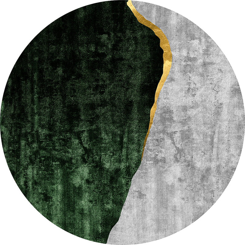 Lisslune | Western Decorative Mat Black Green Abstract Printed Rug Cotton Blend Washable Non-Slip Back Indoor Mat