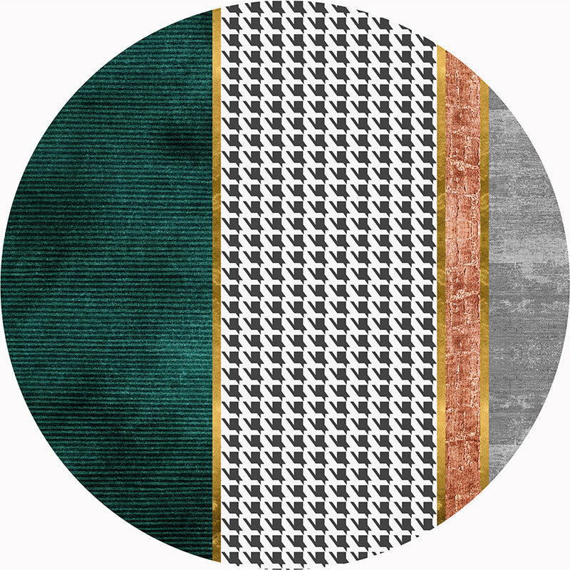 Lisslune | Western Decorative Mat Black Green Abstract Printed Rug Cotton Blend Washable Non-Slip Back Indoor Mat