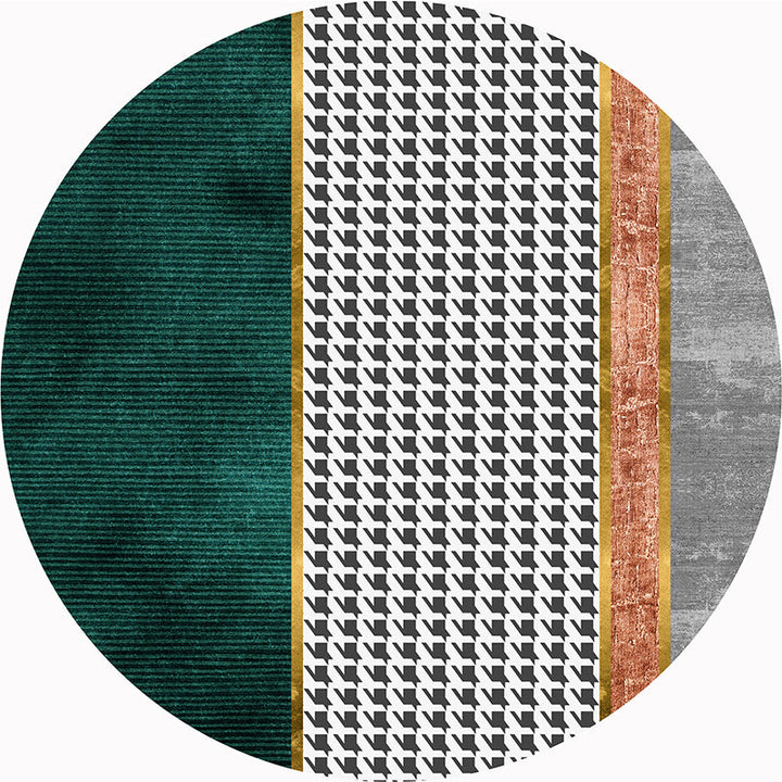 Lisslune | Western Decorative Mat Black Green Abstract Printed Rug Cotton Blend Washable Non-Slip Back Indoor Mat