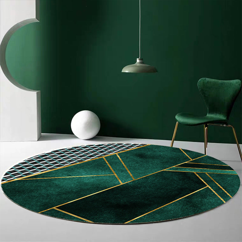 Lisslune | Western Decorative Mat Black Green Abstract Printed Rug Cotton Blend Washable Non-Slip Back Indoor Mat