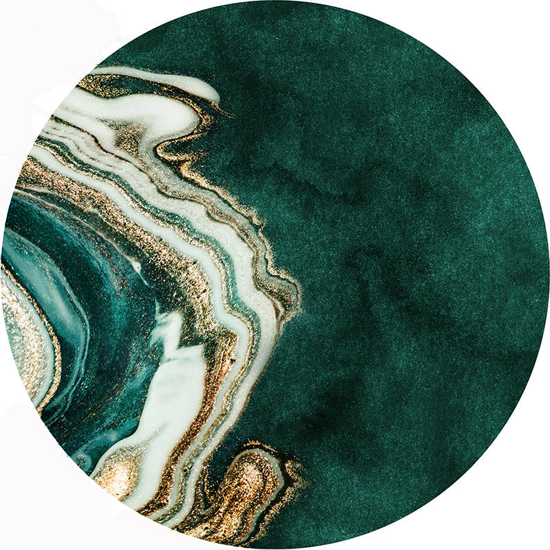 Lisslune | Western Decorative Mat Black Green Abstract Printed Rug Cotton Blend Washable Non-Slip Back Indoor Mat