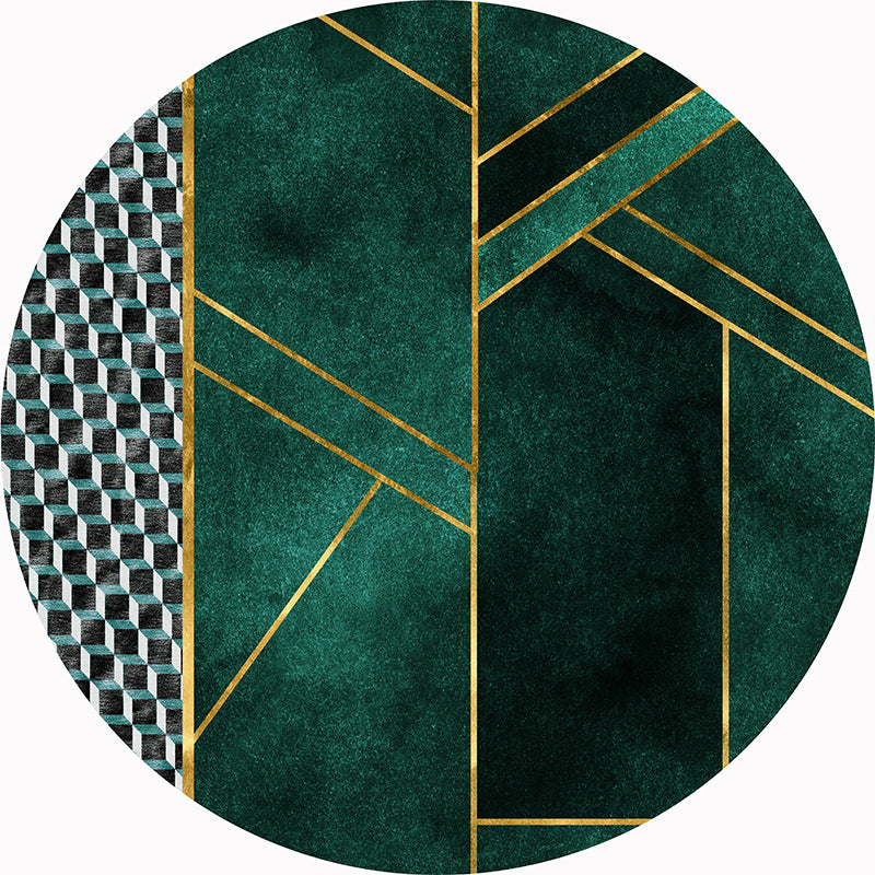 Lisslune | Western Decorative Mat Black Green Abstract Printed Rug Cotton Blend Washable Non-Slip Back Indoor Mat