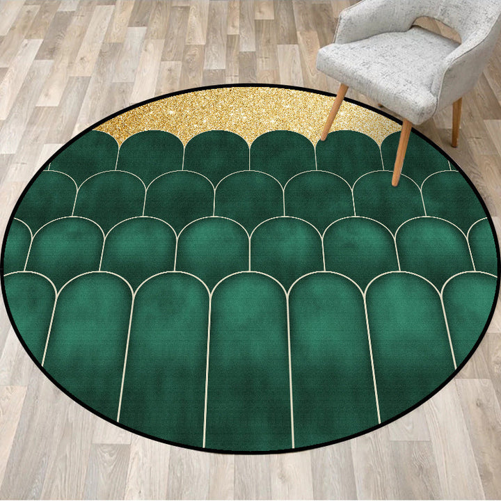Lisslune | Black-green abstract pattern rug synthetic simple area rug non-slip back machine washable rug for decor