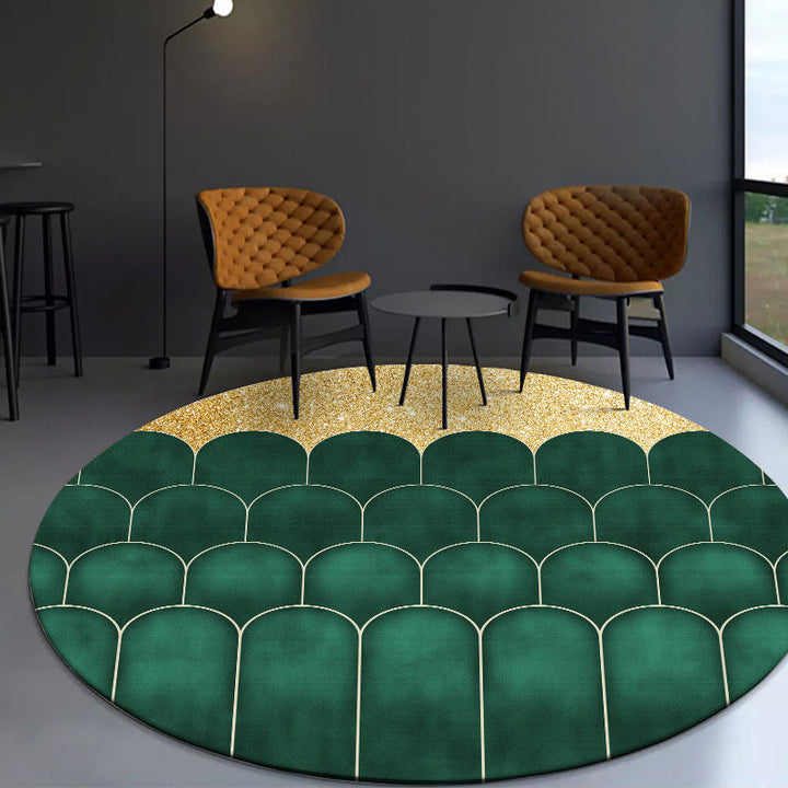 Lisslune | Black-green abstract pattern rug synthetic simple area rug non-slip back machine washable rug for decor