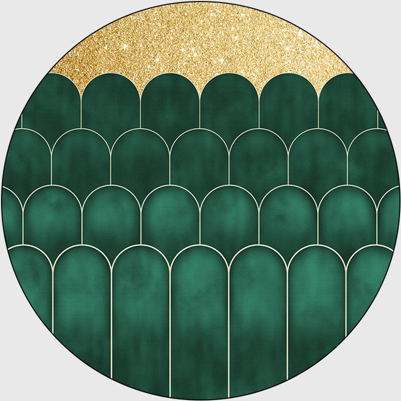 Lisslune | Black-green abstract pattern rug synthetic simple area rug non-slip back machine washable rug for decor