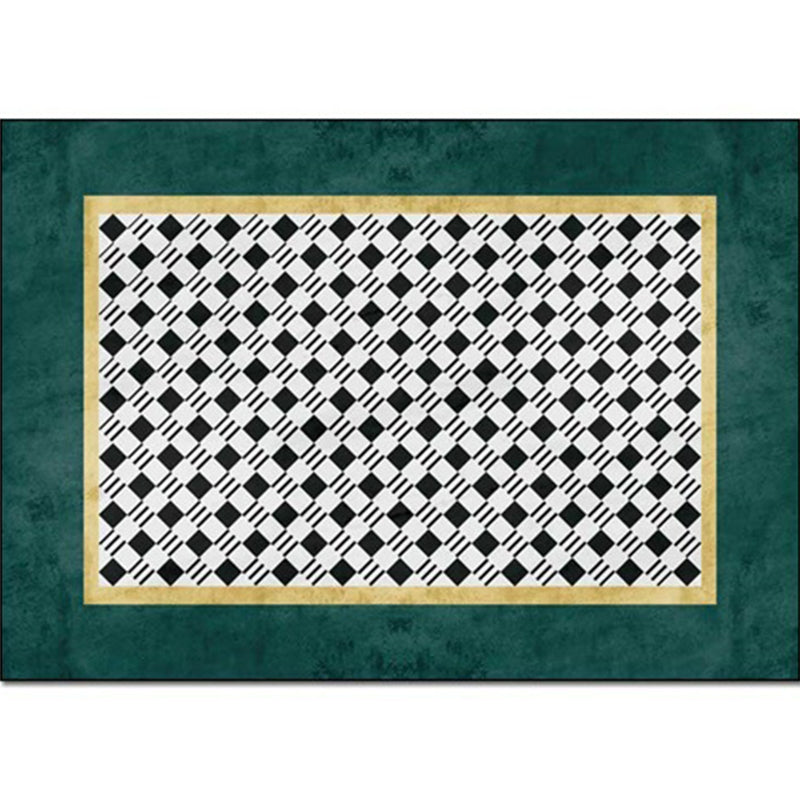 Lisslune | Black-Green Simplicity Rug Polypropylene Checkered Pattern Area Rug Non-Slip Machine Washable Rug for Home Decor