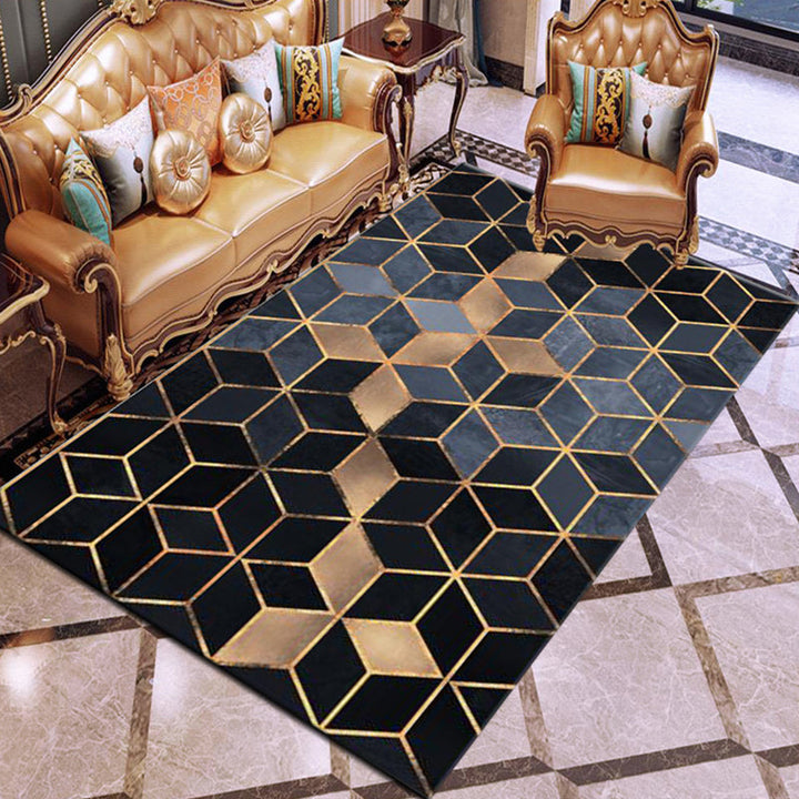 Lisslune | Contemporary Area Rug Multi-colored Geo Printed Carpet Synthetic Non-slip Machine Washable Rug